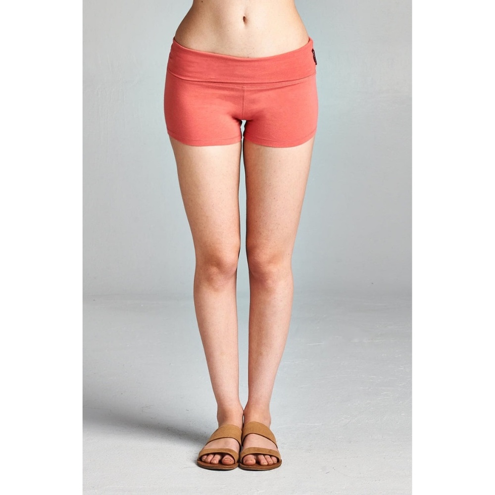 Basic Rose Fold Over Yoga Shorts - Picture 2 of 5